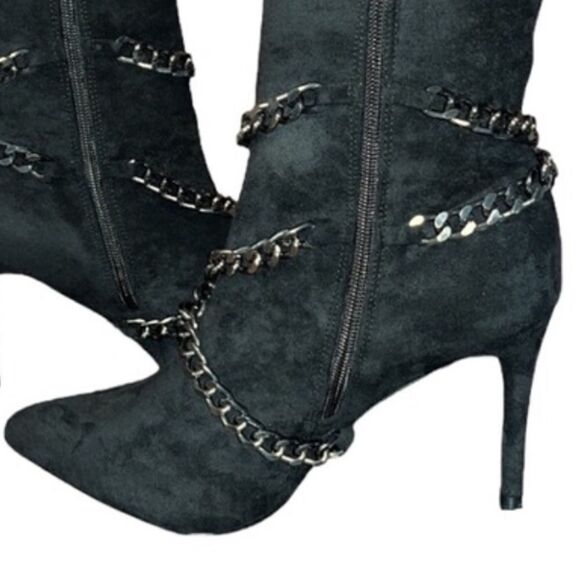 NY&Co Faux-Suede Chain Detailed Stiletto Booties - Picture 5 of 9